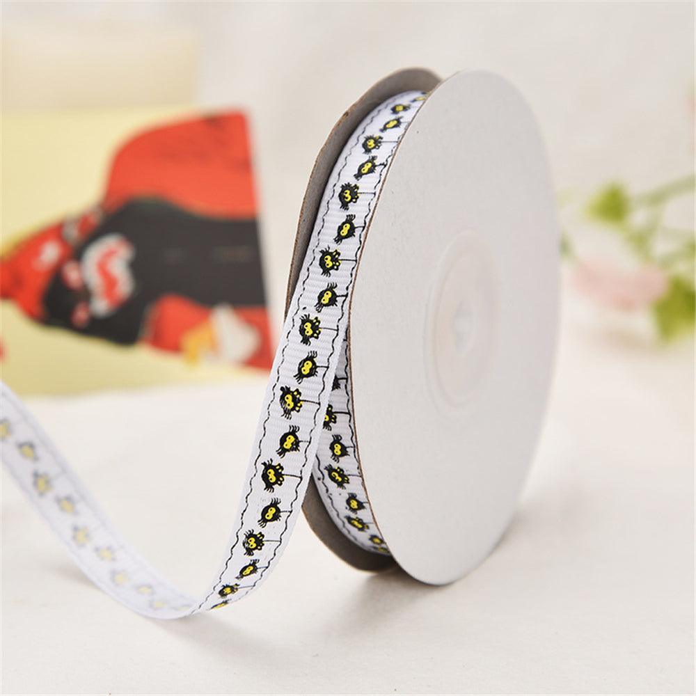 25 Yards 1cm Halloween Grosgrain Ribbon Printed Ribbons Polyester Ribbon For Wedding Christmas Decoration DIY Handmade