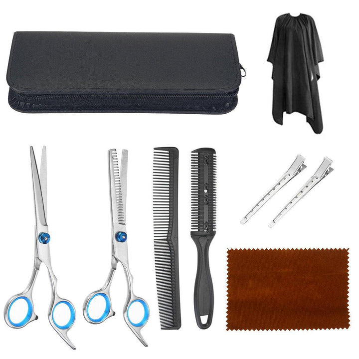 4/7/8/9/10Pcs Professional Hairdressing Scissors Set Hair Cut Thinning Shears Comb Hairpins - MRSLM