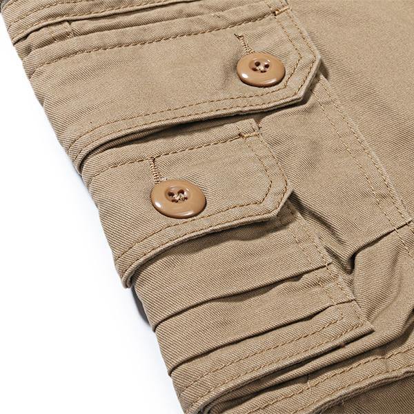 Casual Solid Color Fashion Multi Pockets Long Trousers