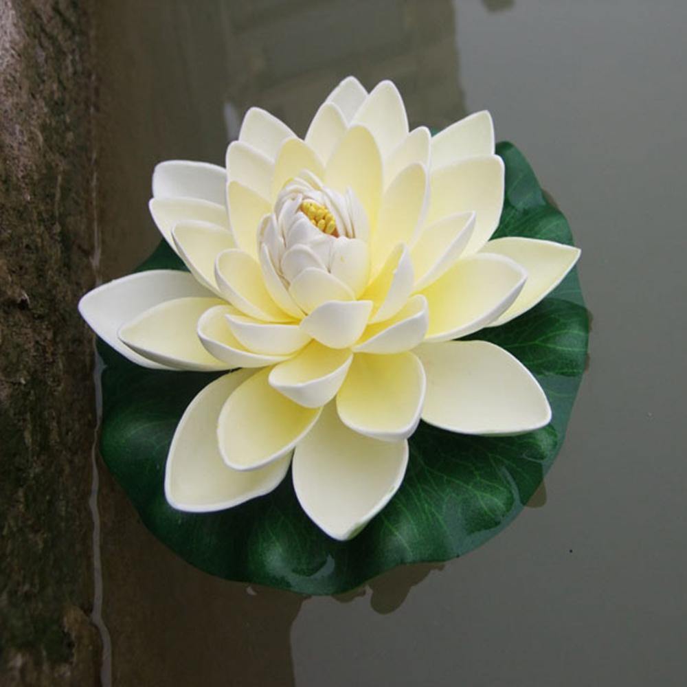 18cm Floating Artificial Lotus for Aquarium Fish Tank Pond Water Lily Lotus Flower Home Decorations