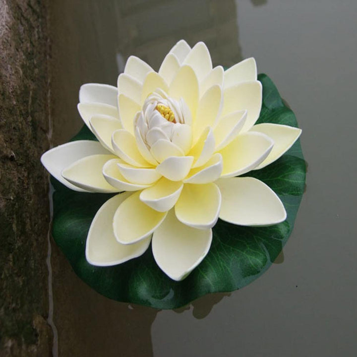 18cm Floating Artificial Lotus for Aquarium Fish Tank Pond Water Lily Lotus Flower Home Decorations - MRSLM