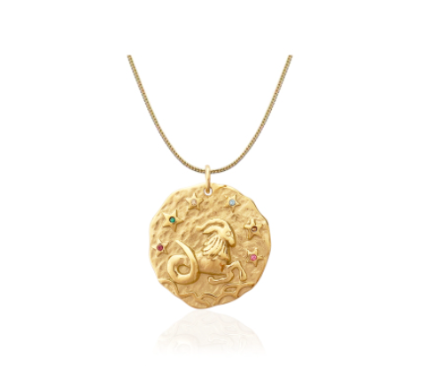 Twelve Constellations Gold Coin Pearl Necklace