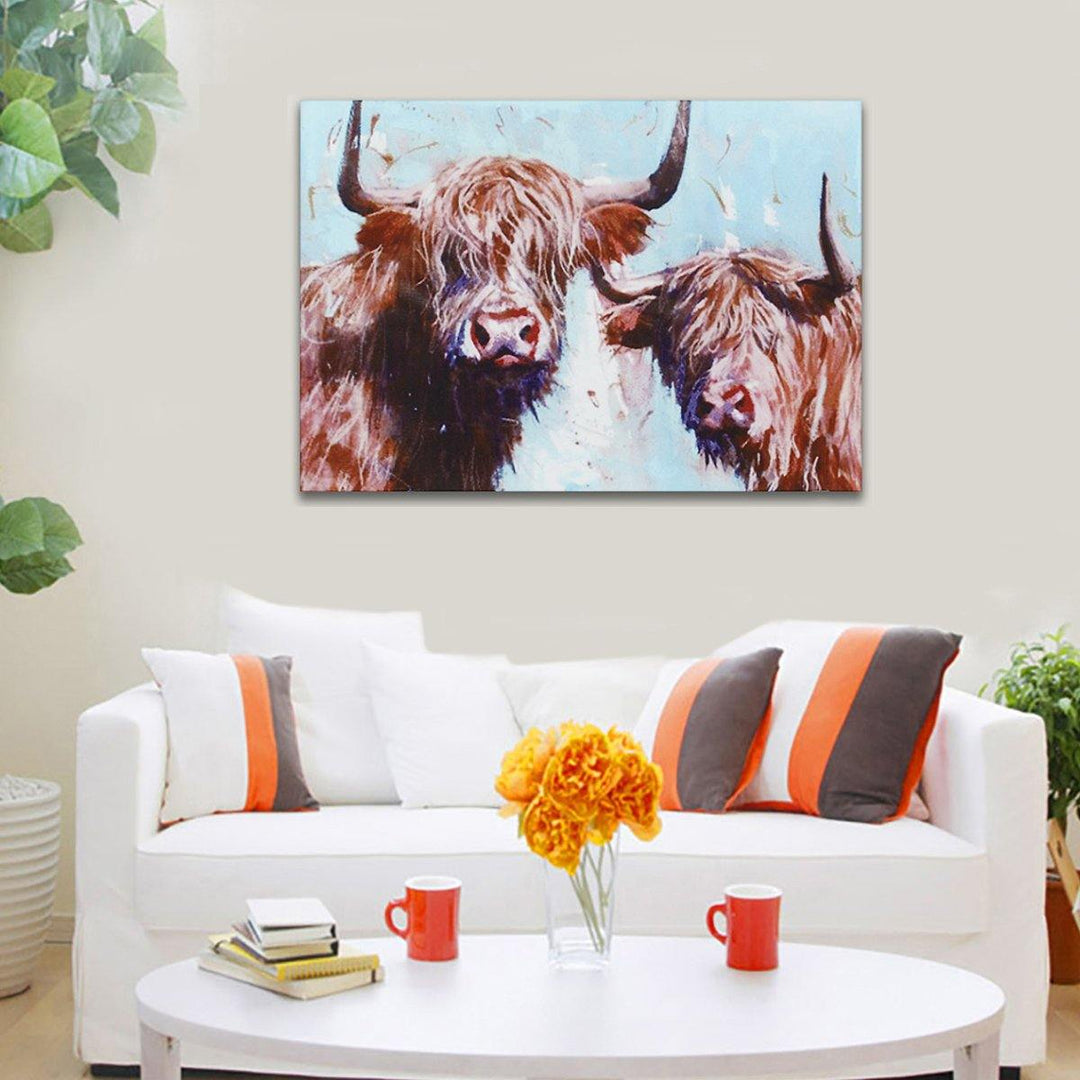 1 Piece Highland Cow Canvas Print Painting Wall Decorative Print Art Pictures Frameless Wall Hanging Decorations for Home Office