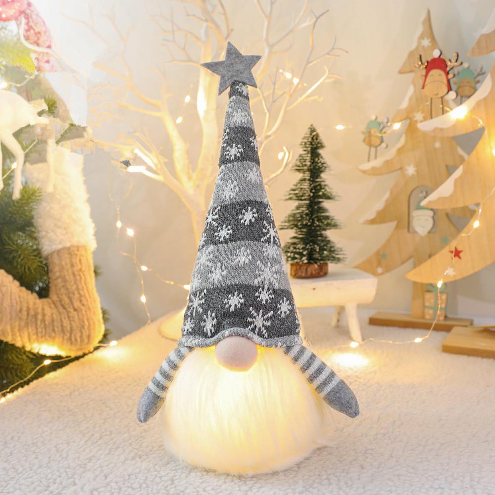 Christmas Decoration Glowing Dwarf Plush Doll Ornaments Children's Gifts Faceless Rudolph - MRSLM