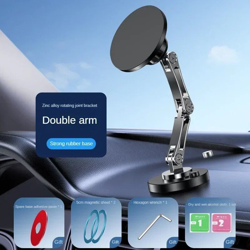 Magnetic 360¬∞ Rotating Car Phone Holder for iPhone 12, 13 & 14 with Foldable Stand