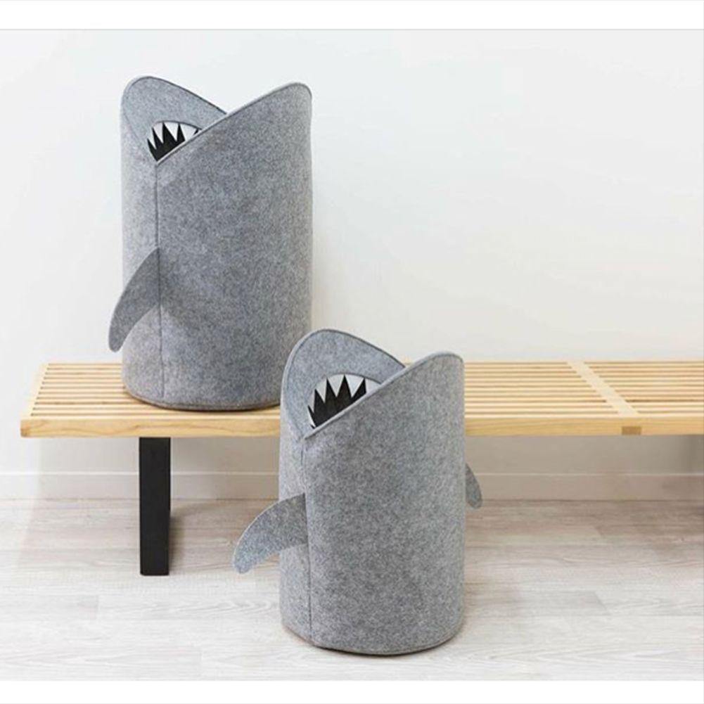 Cute Shark Shaped Kids Toy Storage Basket Multi-Functional Premium Felt Home Laundry for Baby Toys and Clothing