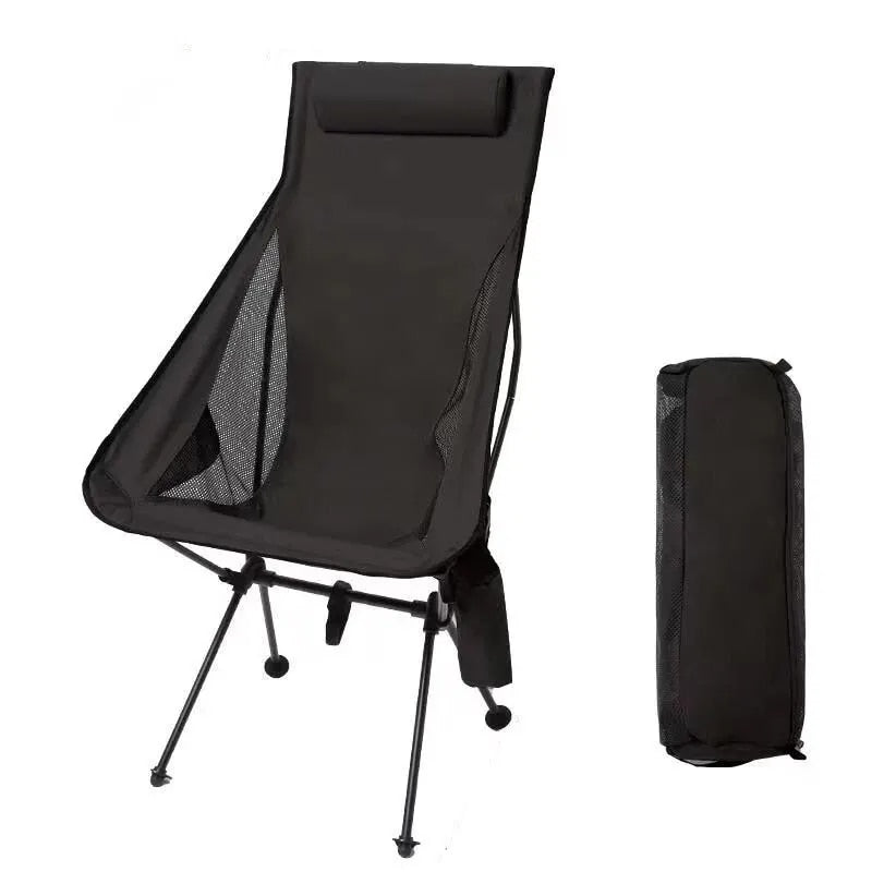 Lightweight Portable Camping Chair with Headrest - Durable Aluminum Folding Seat for Outdoors