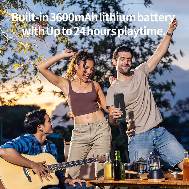 Portable Waterproof Bluetooth 5.3 Speaker with RGB Lighting and TWS Surround Sound