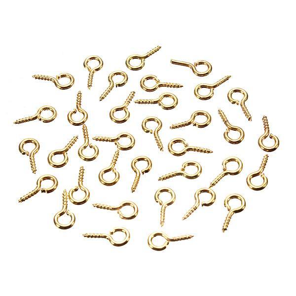 100pcs Mini Eye Pins Eyepins Hooks Eyelets Screw Threaded Peg 8x3.5mm