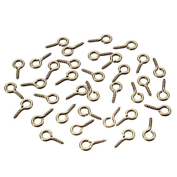 100pcs Mini Eye Pins Eyepins Hooks Eyelets Screw Threaded Peg 8x3.5mm - MRSLM