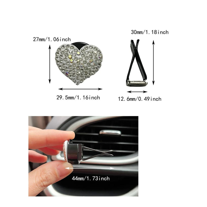 Colorful Heart-Shaped Rhinestone Car Perfume Clip