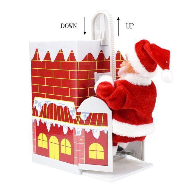 Electric Climbing chimney Santa Claus Christmas Decoration Figurine Ornament Family New Year Party Santa Claus New Year Gift (Red)