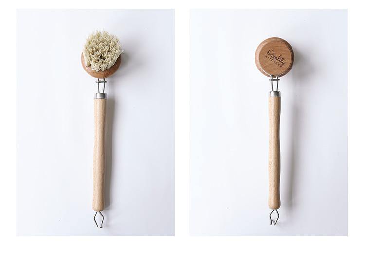 Simple wood handle pot brush (Photo Color Q1pcs)