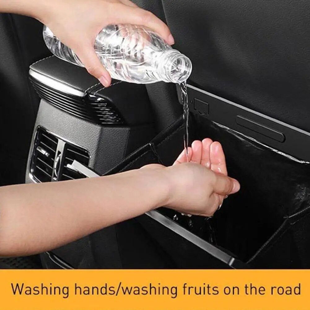 Magnetic Car Garbage Bag with LED Light ‚Äì Rear Seat Hanging Leather Storage