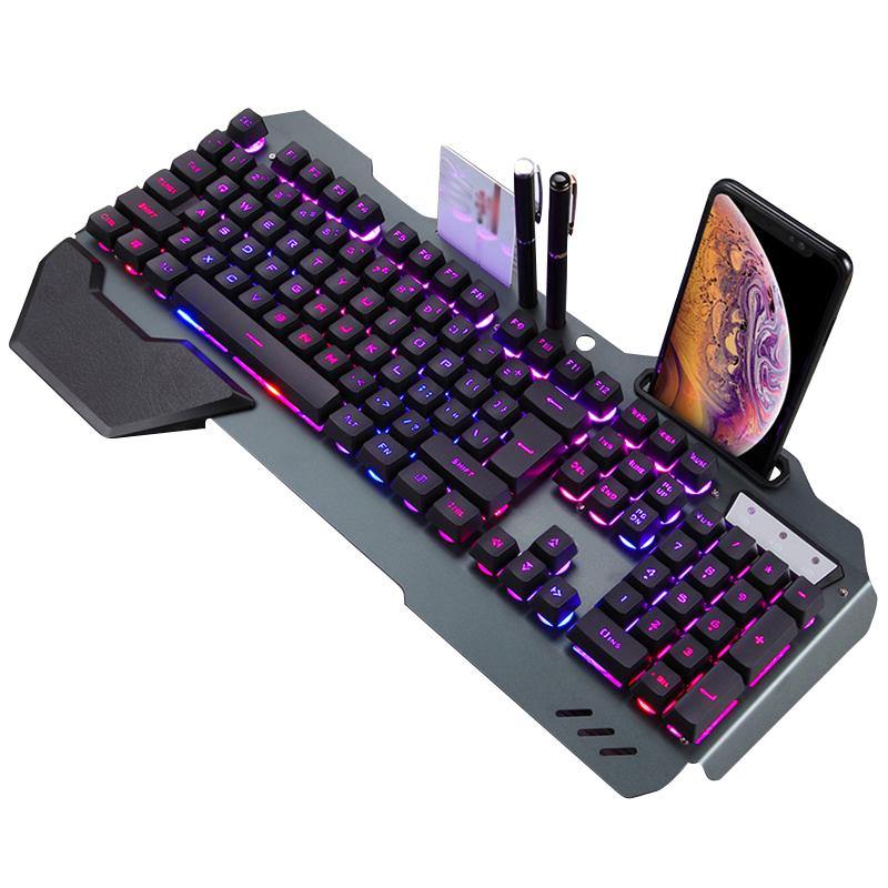 ErgonomicWired Gaming Keyboard with RGB Backlight Phone Holder - MRSLM