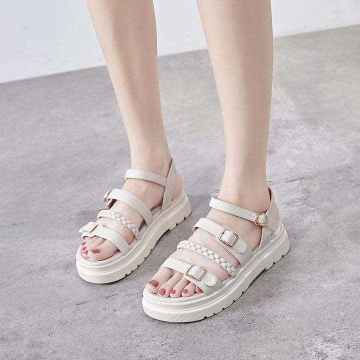 New All-match Flat-bottom Fairy Style Student Sandals Female Korean Version Thick