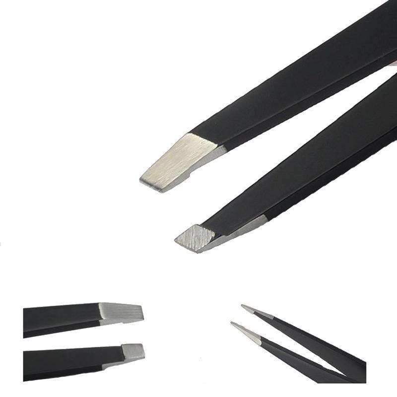 3Pcs 4 Colors Stainless Steel Eyebrow Beauty Tweezers Face Hair Removal With Bag Makeup Tool