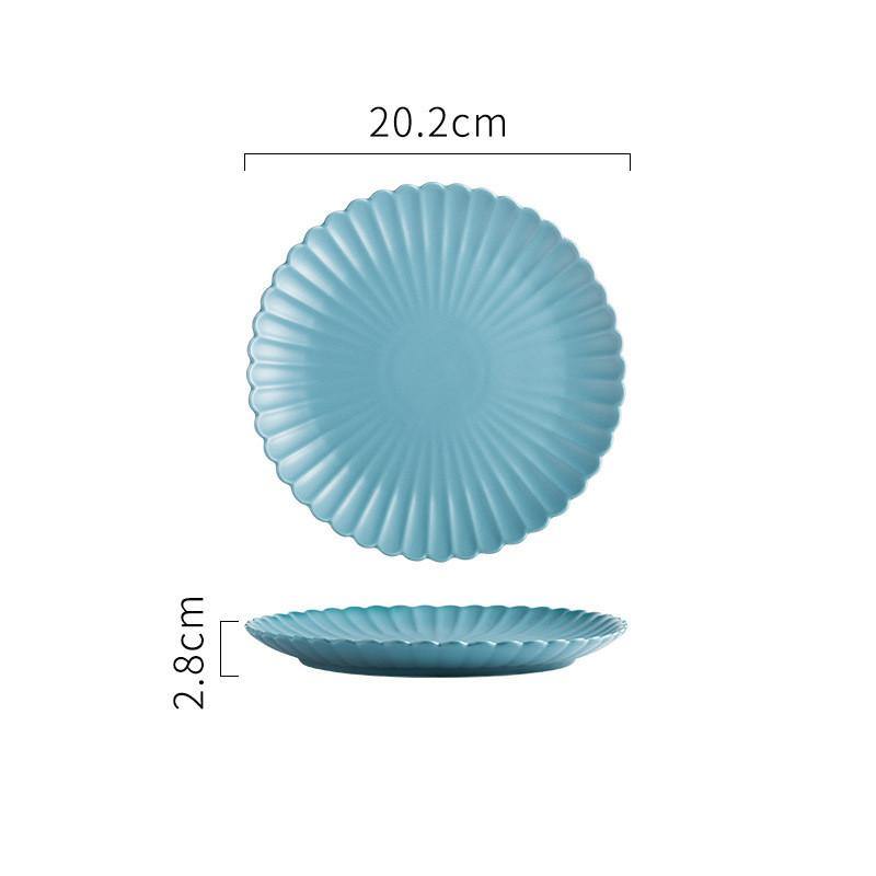 Creative Simple Solid-color Ceramic Plate Fruit Cake Plate Round Beef Steak Western Plate - MRSLM