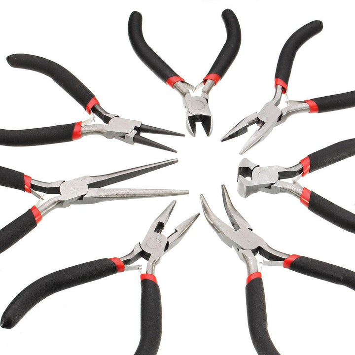 7Pcs Mini Beading Pliers Tools  Round Flat Long Nose Multi Size Pliers Set