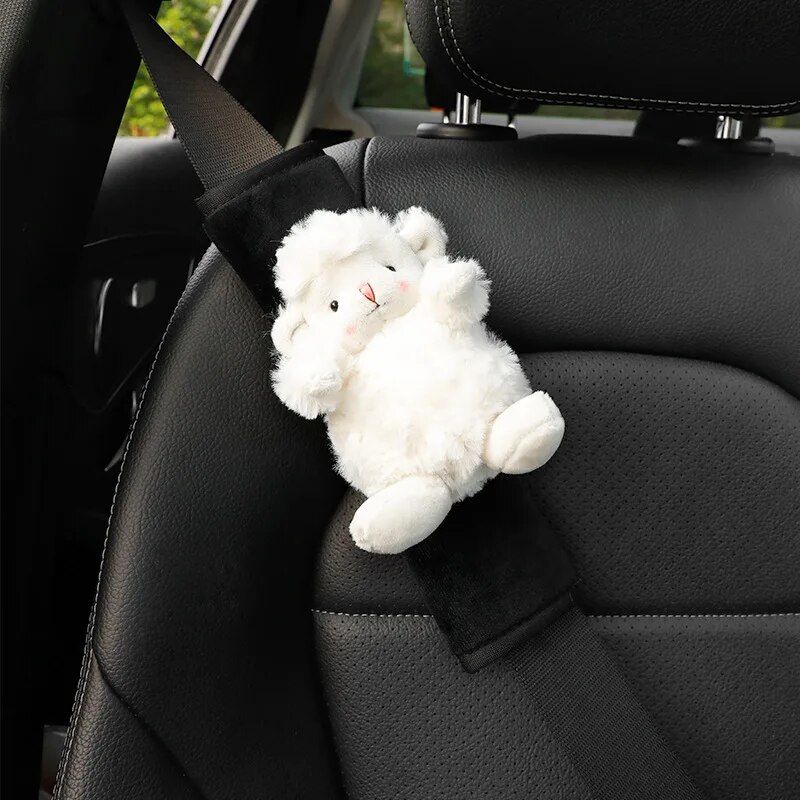 Cartoon Lamb Plush Car Seat Belt Covers