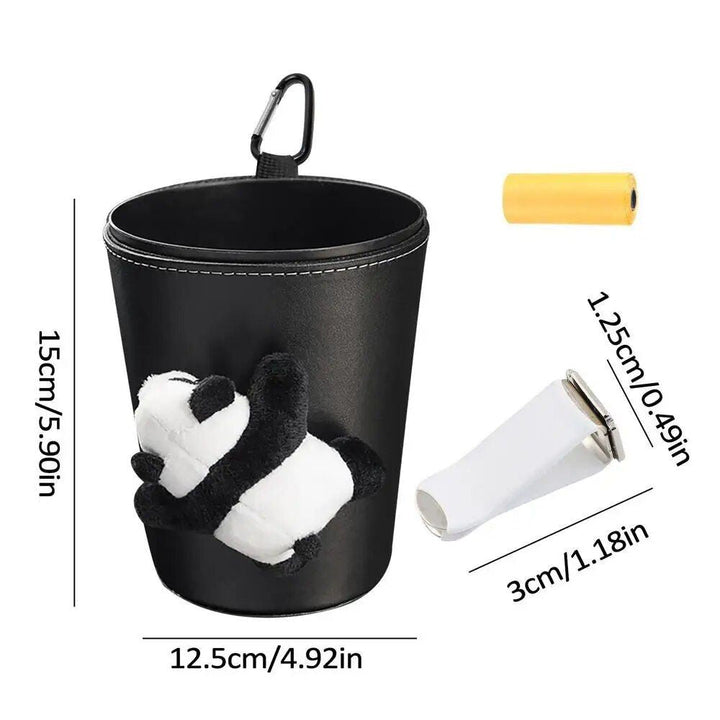 Compact Panda Car Trash Can & Organizer: Leak-Proof, Versatile, & Stylish