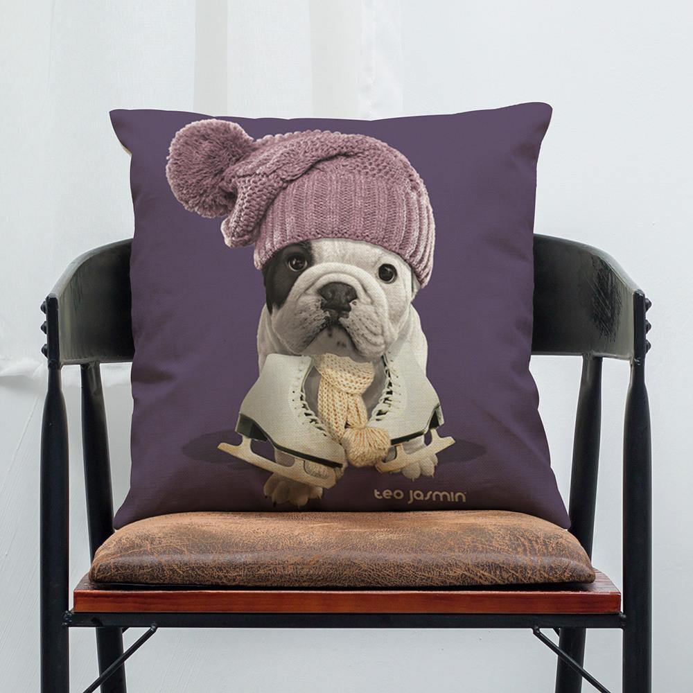 45 x 45 cm French Bulldog Printed Pillowcase Cotton Linen Sofa House Decoration Cushion Cover Pillow Case - MRSLM