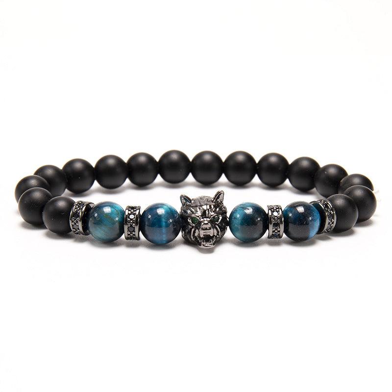 New Simple Style Domineering Wolf Head Bracelet Copper Micro-inlaid Men