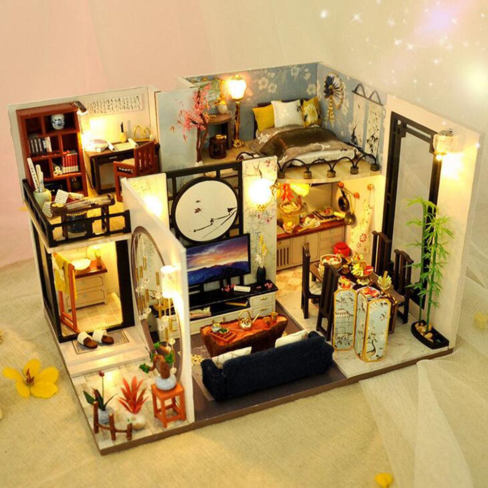 2020 Christmas Decoration DIY Doll House Wooden Doll Houses Miniature Dollhouse Furniture Kit Toys for Children New Year Christmas Gift