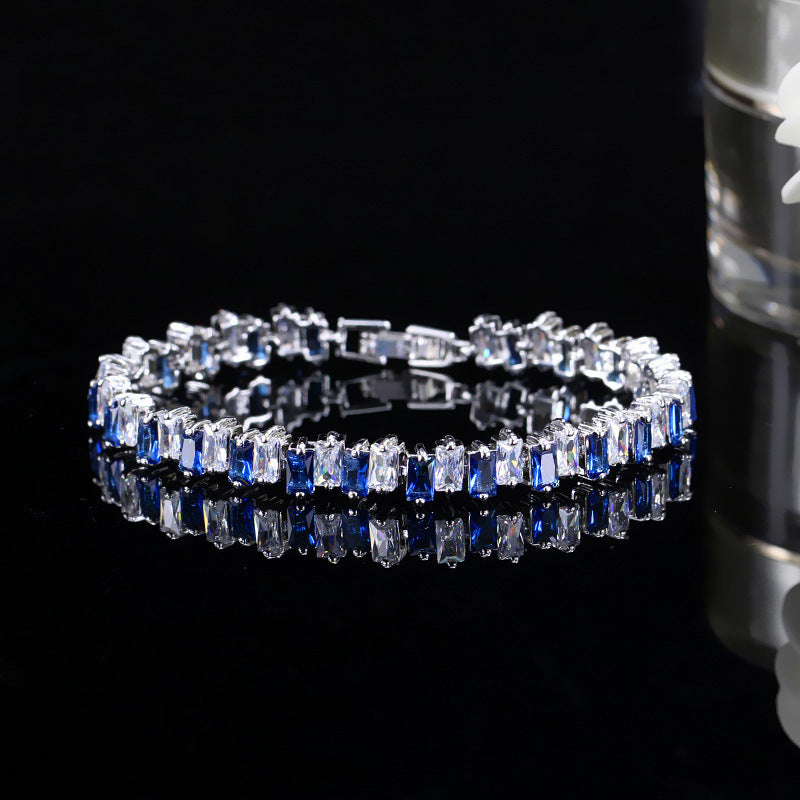 Square Blue Purple Transparent Zircon Bracelet