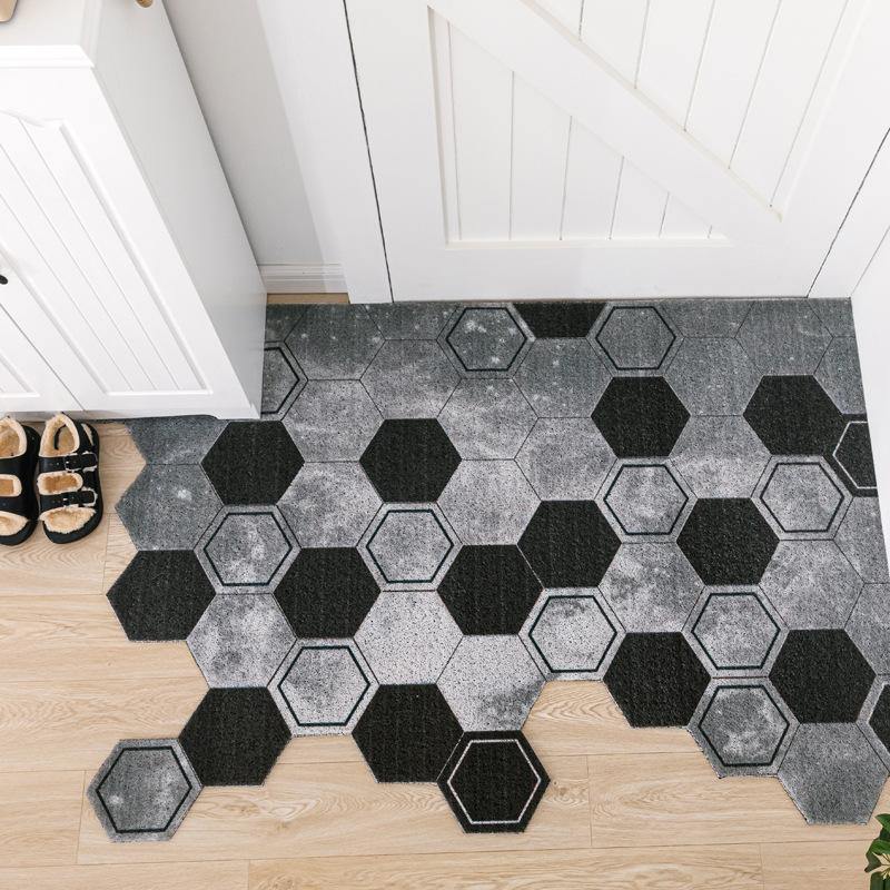 Non-slip Washable Hexagon Printed Custom Cut Doormat Carpet - MRSLM