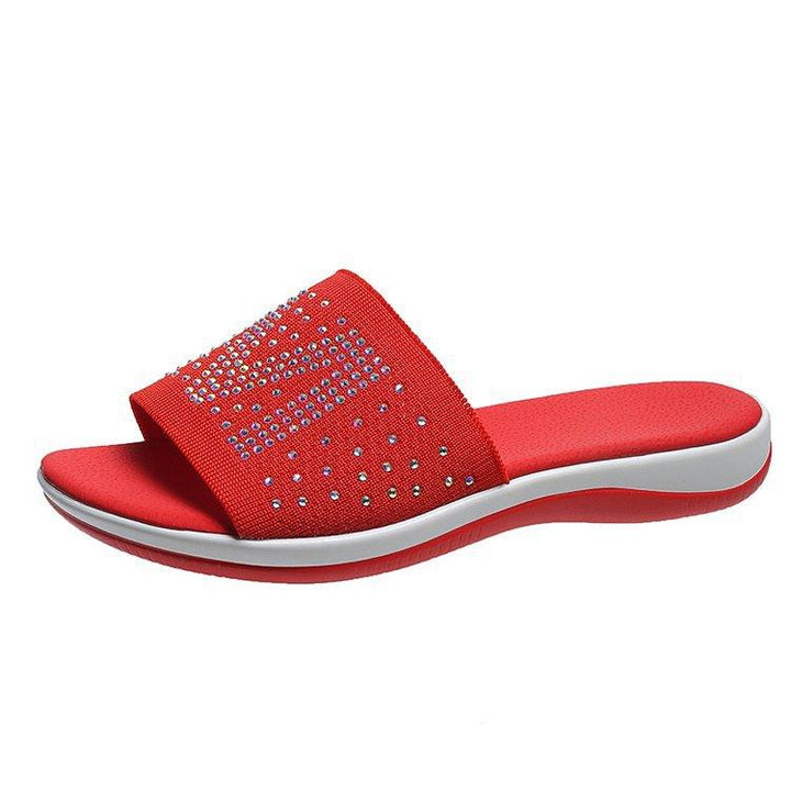 Hot Diamond Lettering Polyurethane Lightweight Platform Slippers