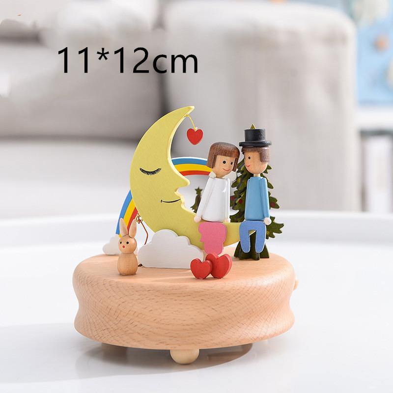 Music Boxes Innovative Rotating Musical Box Wooden Music Box Table Decoration - MRSLM