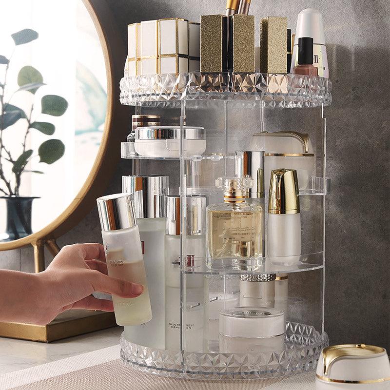 360 Degree Rotating Acrylic Cosmetic Cosmetic Storage Box Rack