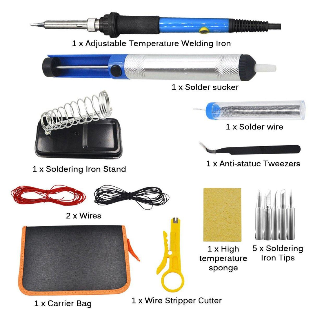 60W Electric Soldering Iron Kit Solder Welding Tool Stand Adjustable Temperature