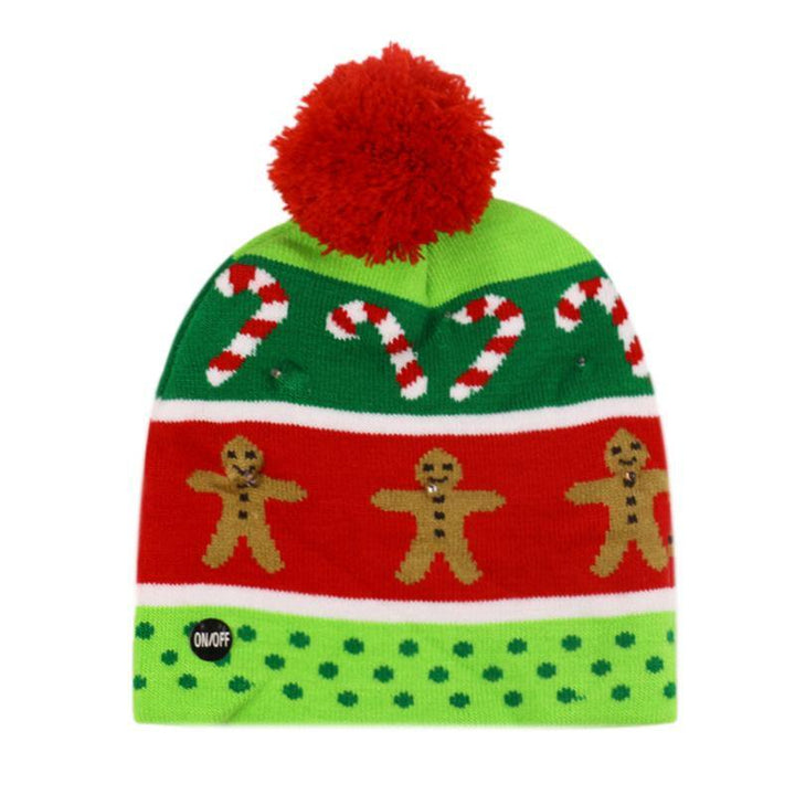 Snowman Elk Christmas Tree Flanged Ball Knit Cap - MRSLM