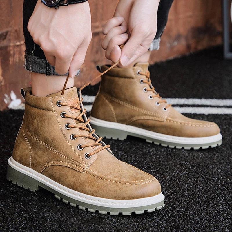 2021 autumn new men's Martin boots trend high-top men's boots locomotive British men's shoes leather tooling boots students