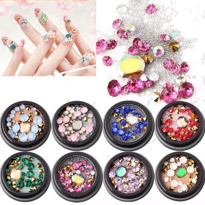 1 Bottle Diamonds Nails Sticker Colorful Beads Crystal Nail Art Decorations