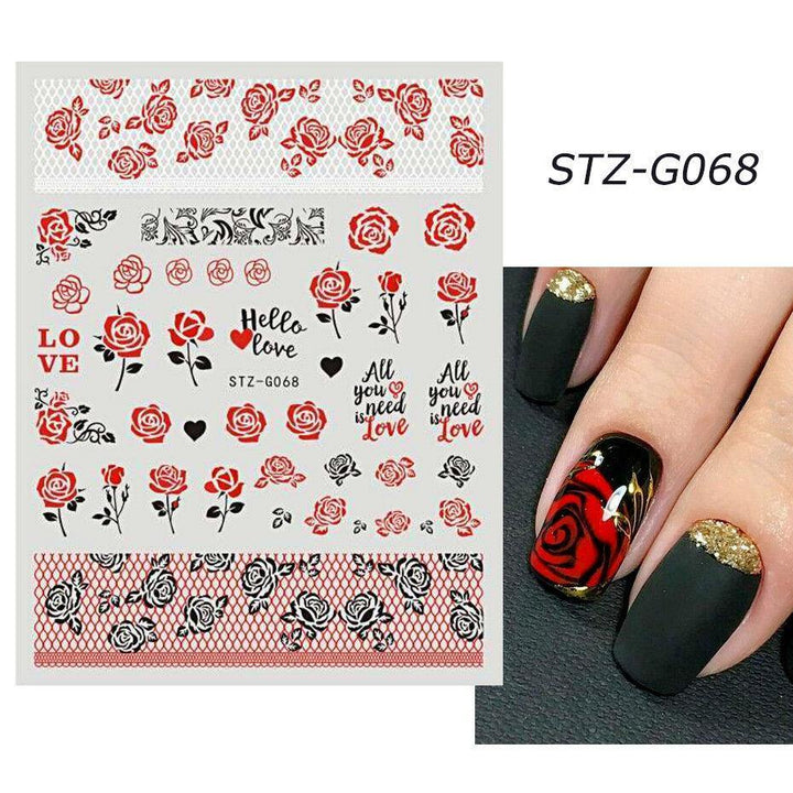 3D Nail Art Stickers Rose Cupid Eros Love Lip Adhesive Valentine's Day Stickers