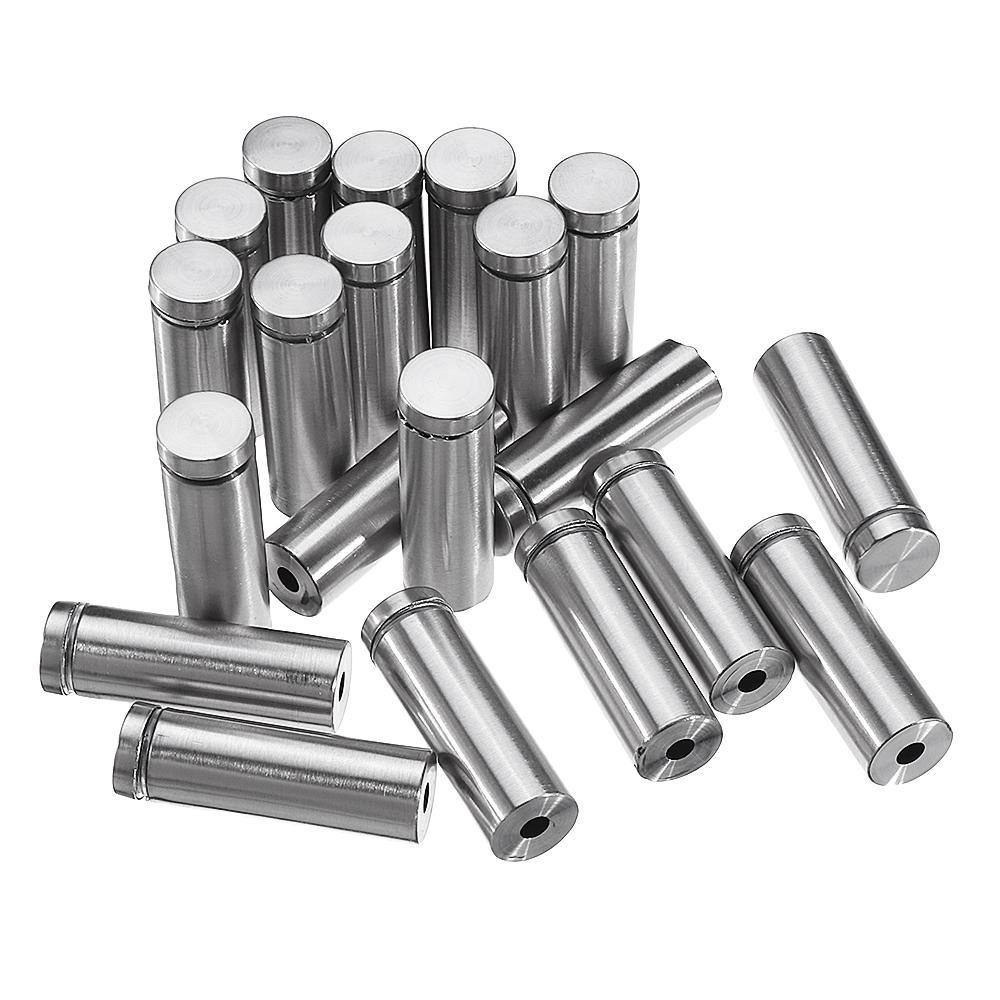 20Pcs/Set 16mm Stainless Steel Advertisement Nails Stone Wall Mount Glass Sign Standoff Bolt Pin Fixing Screw Kits for Artwork Sign Displaying