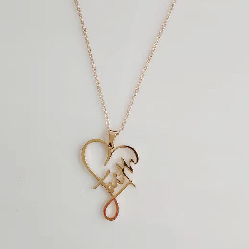 Stylish Heart of Faith Pendant Necklace - European and American Design