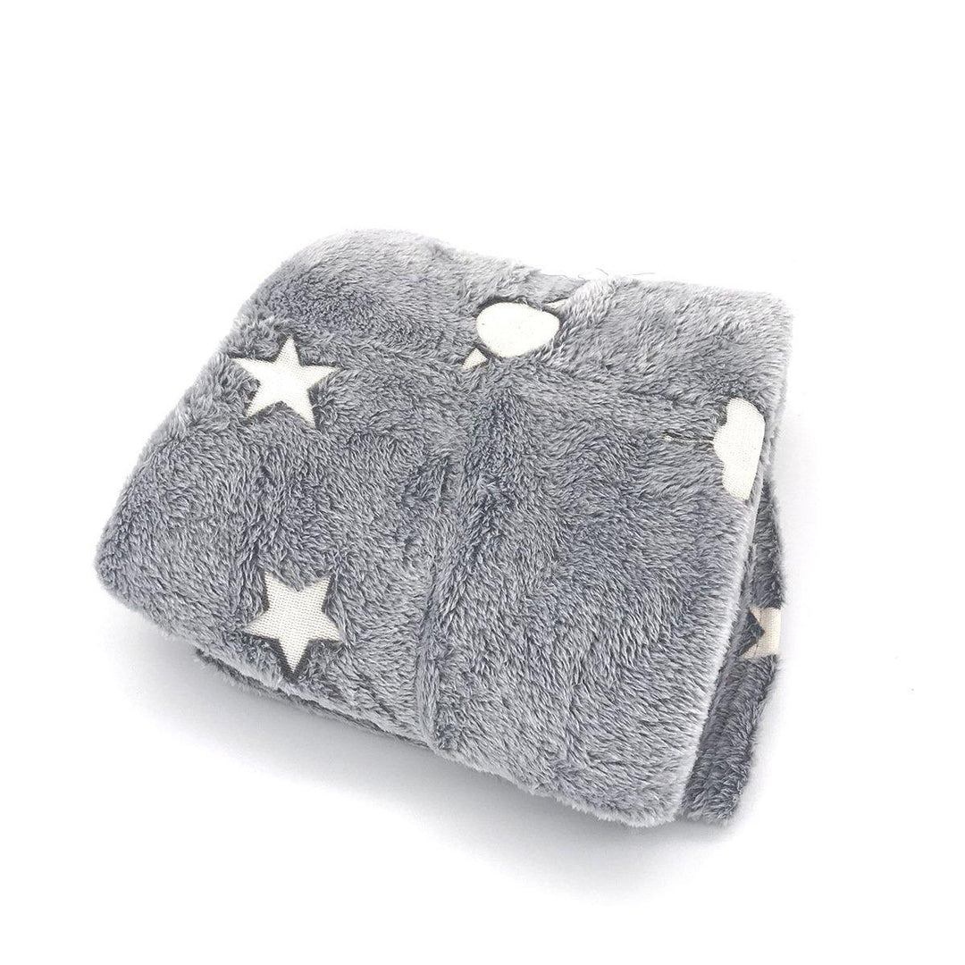 Glow In The Dark Fleece Blanket Throw Grey Stars / Moon