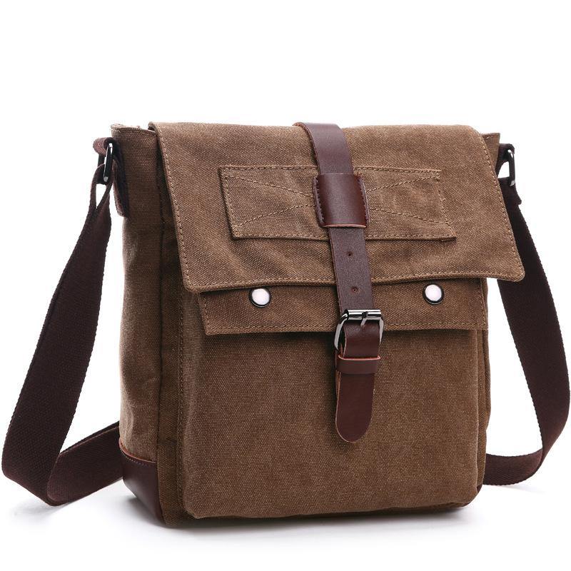 New version of Korean fashion casual canvas bag, practical business single shoulder oblique cross bag, men's Retro schoolbag - MRSLM