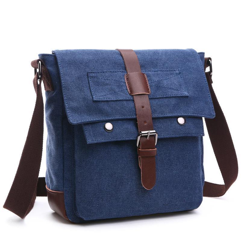 New version of Korean fashion casual canvas bag, practical business single shoulder oblique cross bag, men's Retro schoolbag - MRSLM