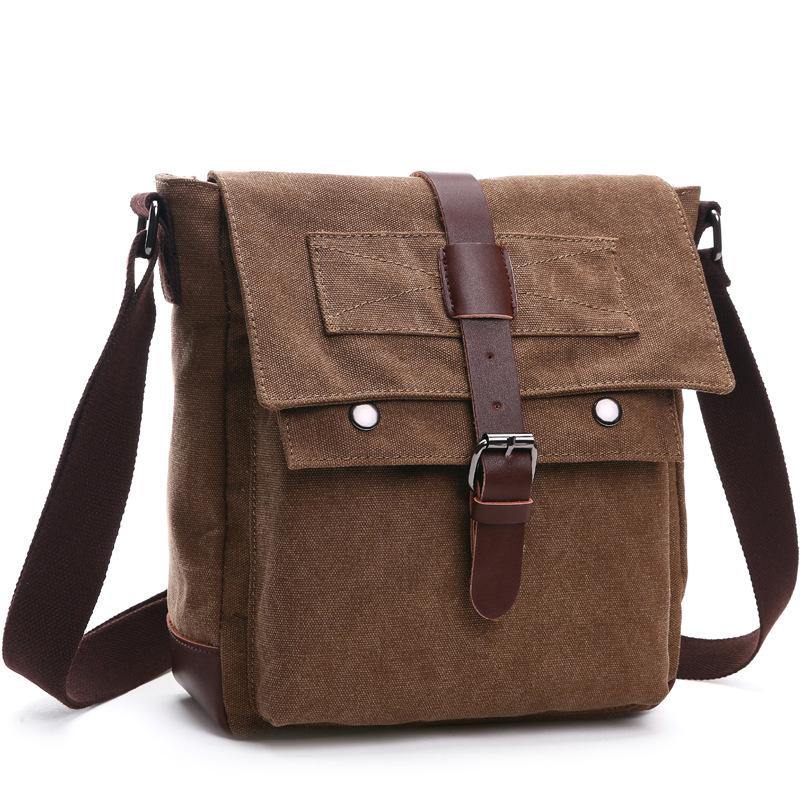 New version of Korean fashion casual canvas bag, practical business single shoulder oblique cross bag, men's Retro schoolbag