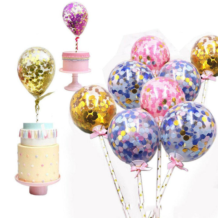 Transparent Confetti Balloon Cake Topper Decoration Party Supplies