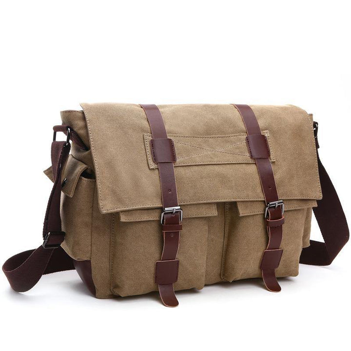 New version of Korean fashion casual canvas bag, practical business single shoulder oblique cross bag, men's Retro schoolbag - MRSLM