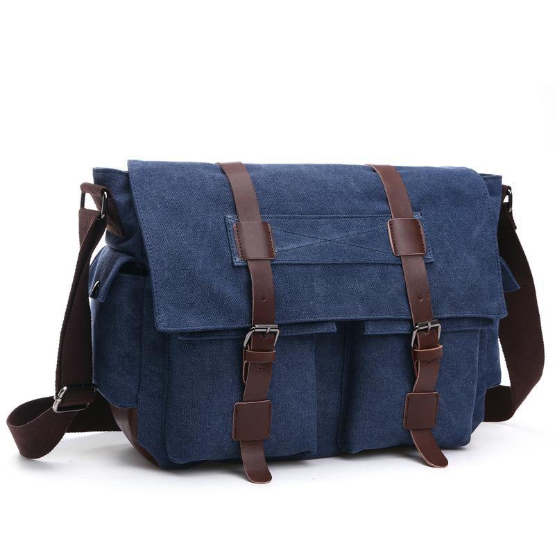 New version of Korean fashion casual canvas bag, practical business single shoulder oblique cross bag, men's Retro schoolbag - MRSLM