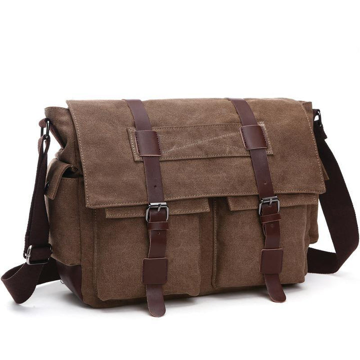 New version of Korean fashion casual canvas bag, practical business single shoulder oblique cross bag, men's Retro schoolbag - MRSLM