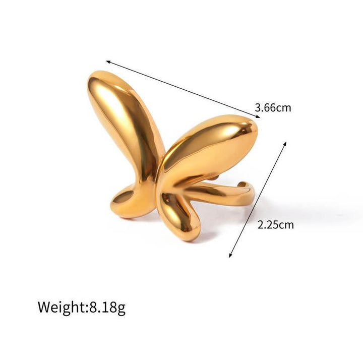 18K Gold-Plated Stainless Steel Butterfly Ring - Elegant Chunky Earrings for Special Occasions