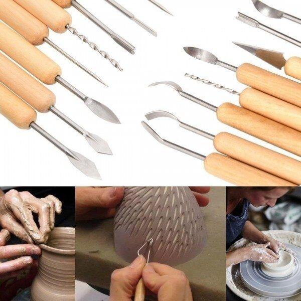 27PCS Clay Tools Soft Pottery Toolkit Set Sculpture Set Lace Cleaning Carving Knife Pottery Tools